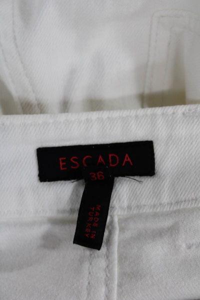 Escada Womens Bootcut Jeans White Cotton Button Size 36