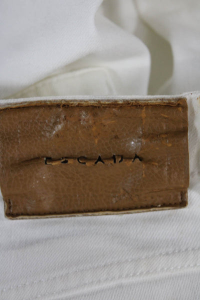 Escada Womens Bootcut Jeans White Cotton Button Size 36