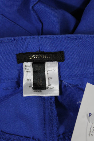 Escada Women Blue Cotton Dress Pants Button Size 36