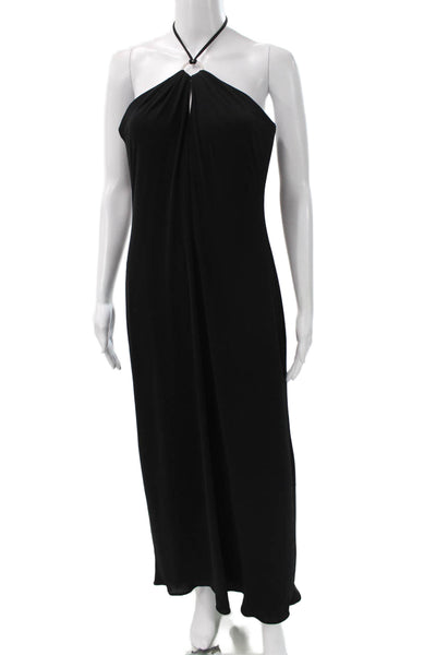 David Meister Womens Black Halter Maxi Dress Polyester Zip Sleeveless Size 6