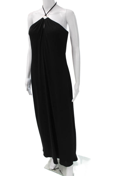 David Meister Womens Black Halter Maxi Dress Polyester Zip Sleeveless Size 6