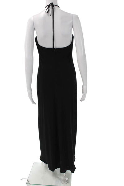 David Meister Womens Black Halter Maxi Dress Polyester Zip Sleeveless Size 6