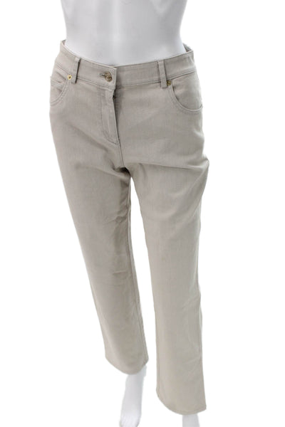 St. John Womens Chino Pants Beige Button Closure Cotton Blend Size 2