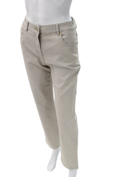St. John Womens Chino Pants Beige Button Closure Cotton Blend Size 2