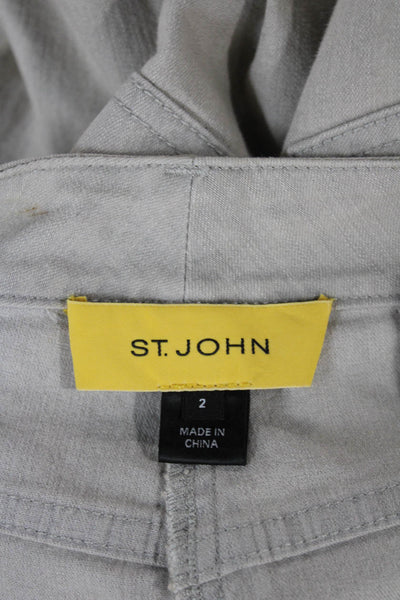 St. John Womens Chino Pants Beige Button Closure Cotton Blend Size 2