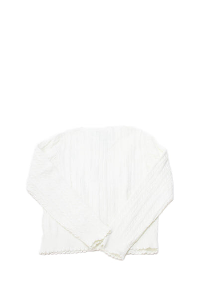 Polo Ralph Lauren Girls Button Front Cable Knit Cardigan Sweater White Size 8-10