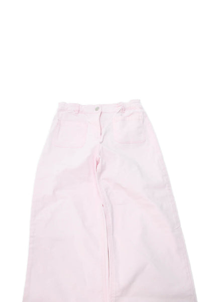 Jacadi Girls Zipper Fly Straight Leg Trouser Pants Pink Cotton Size 12
