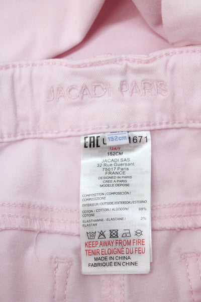 Jacadi Girls Zipper Fly Straight Leg Trouser Pants Pink Cotton Size 12