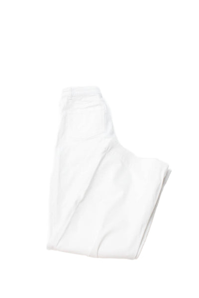 Jacadi Girls Zipper Fly Straight Leg Trouser Pants White Cotton Size 12