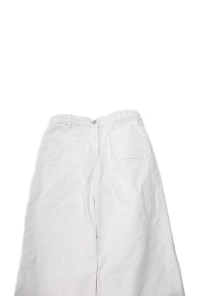 Jacadi Girls Zipper Fly Straight Leg Trouser Pants White Cotton Size 12