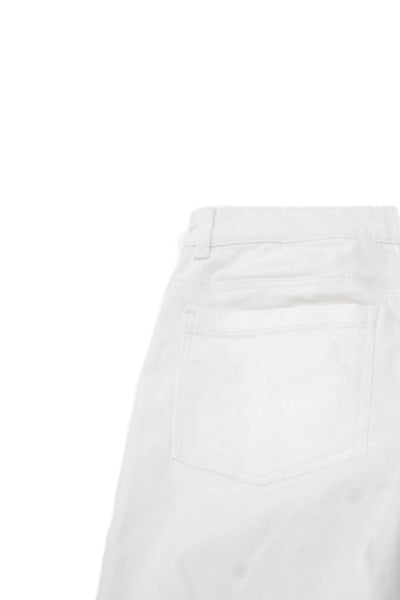 Jacadi Girls Zipper Fly Straight Leg Trouser Pants White Cotton Size 12