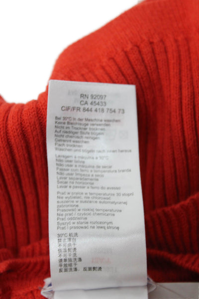 Jacadi Girls Long Sleeve Ruffled Crew Neck Ribbed Striped Sweater Red Size 12
