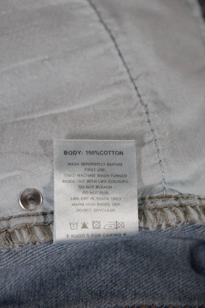 Beginning Boutique Womens Blue Mini Skirt 100% Cotton Button Solid Size 0