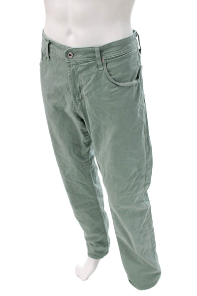 AG Adriano Goldschmied Mens Chino Pants Green Cotton Button Size 36