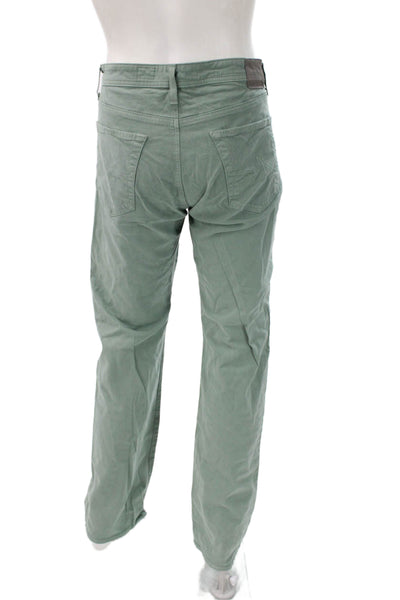 AG Adriano Goldschmied Mens Chino Pants Green Cotton Button Size 36