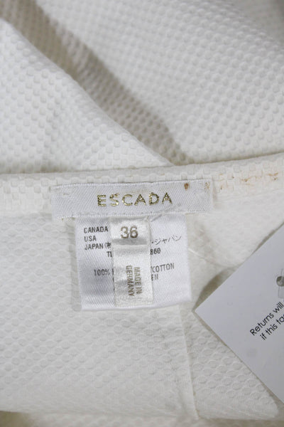 Escada Women Dress Pants White Cotton Zip Size 36
