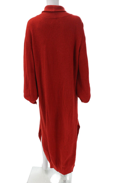 Nanushka Women Merino Turtleneck Sweater Dress Red Long Sleeve Size L