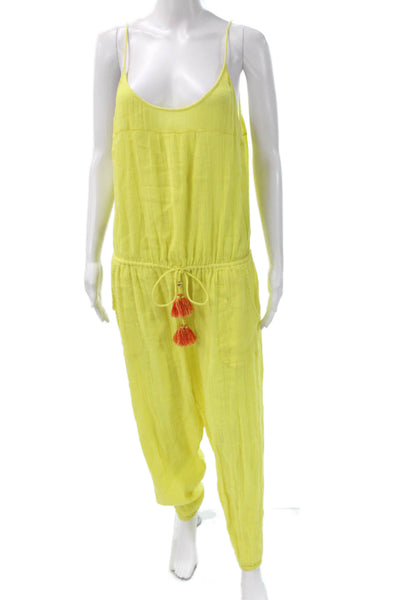 Zadig & Voltaire Women Yellow Scoop Neck Sleeveless Jumpsuit Drawstring Size 40