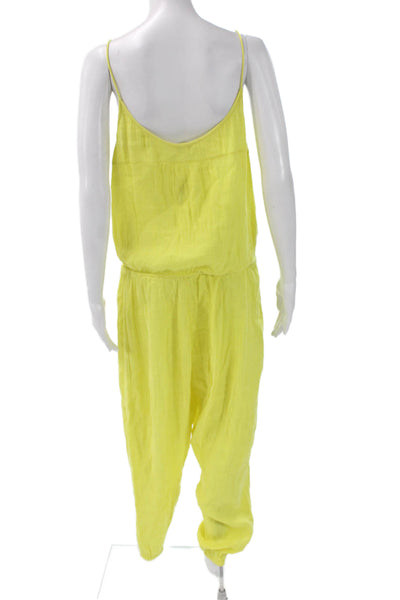 Zadig & Voltaire Women Yellow Scoop Neck Sleeveless Jumpsuit Drawstring Size 40