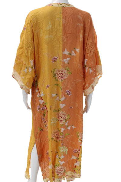 Agua Bendita Womens Kaftan Floral Multicolor V Neck 3/4 Sleeve Size One Size