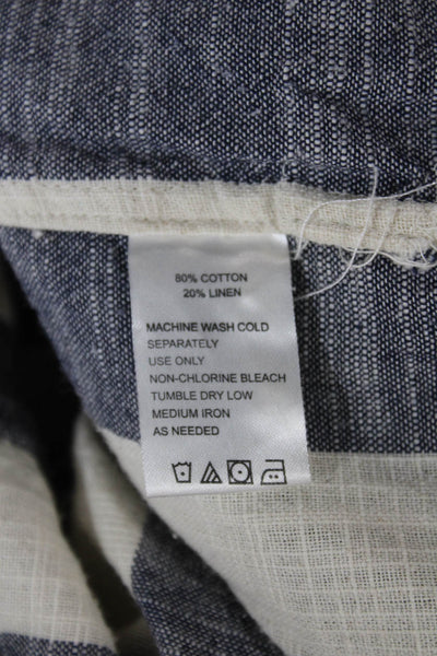 Birds of Paradis by Trovata Women Shirt Dress Blue Cotton Striped Size L
