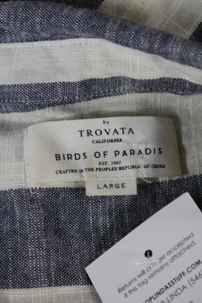 Birds of Paradis by Trovata Women Shirt Dress Blue Cotton Striped Size L