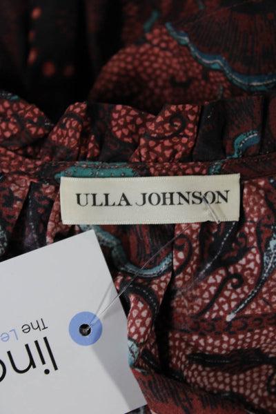 Ulla Johnson Women Fit & Flare Dress Multi Floral V Neck Cotton Tie Size 10