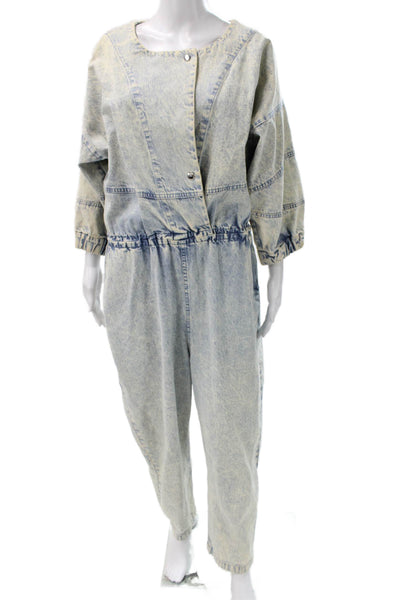 Rachel Comey Women Jumpsuit Blue Denim Tie Dye 3/4 Sleeve Size 8