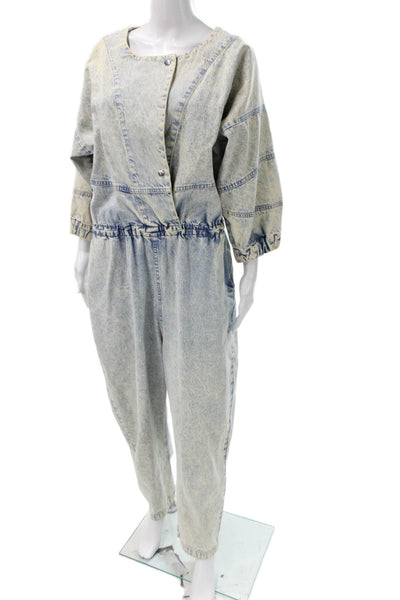 Rachel Comey Women Jumpsuit Blue Denim Tie Dye 3/4 Sleeve Size 8