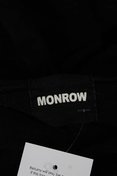 Monrow Women Jumpsuit Black Cotton Blend High Neck Long Sleeve Zip Size L