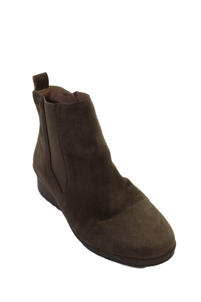 Blondo Womens Suede Stringer Wedge Heel Ankle Boots Brown Size 10
