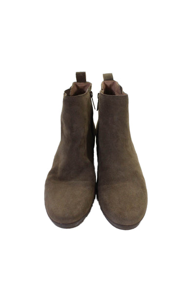 Blondo Womens Suede Stringer Wedge Heel Ankle Boots Brown Size 10