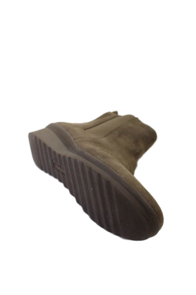 Blondo Womens Suede Stringer Wedge Heel Ankle Boots Brown Size 10