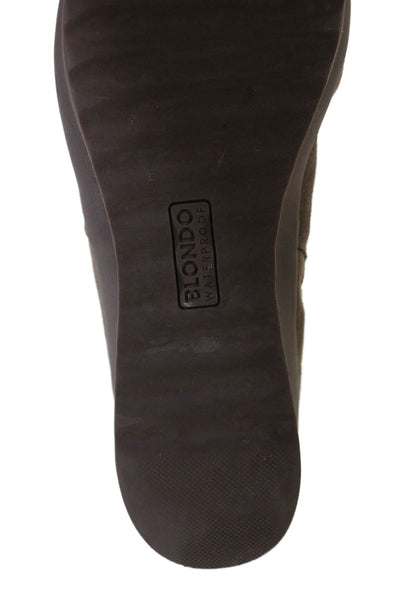 Blondo Womens Suede Stringer Wedge Heel Ankle Boots Brown Size 10