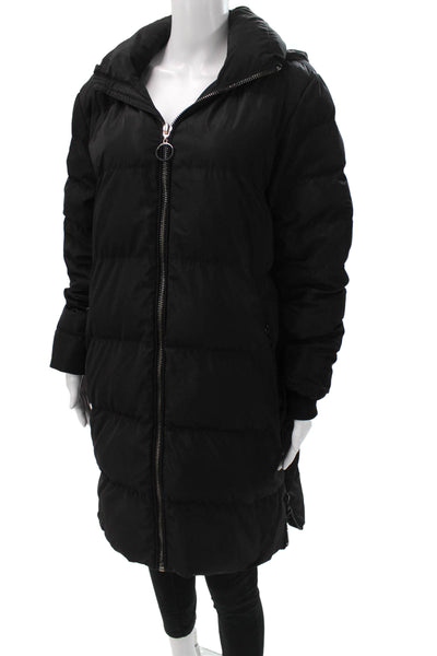 Karl Lagerfeld Women Puffer Jacket Black Zip Long Sleeve Size L