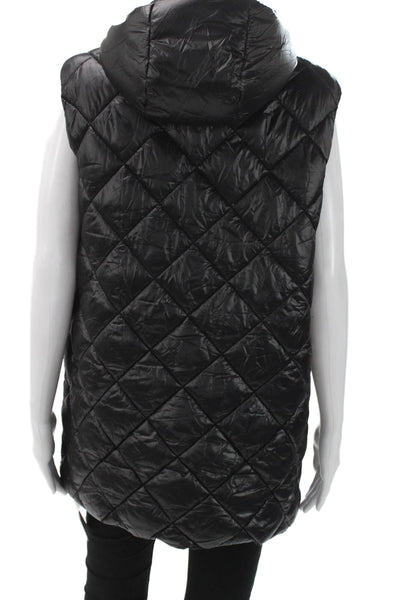 Andrew Marc Women Quilted Nylon Zip Vest Black Size M