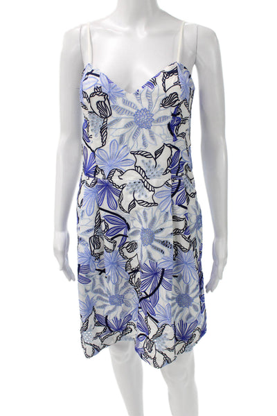 Parker Women White Floral Sundress Sweetheart Neckline Knee Length Size M