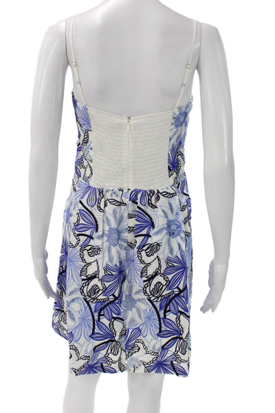 Parker Women White Floral Sundress Sweetheart Neckline Knee Length Size M