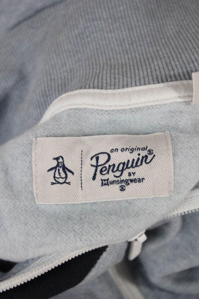 Penguin Mens Track Jacket Gray Colorblock Collared Zip Long Sleeve Size XL