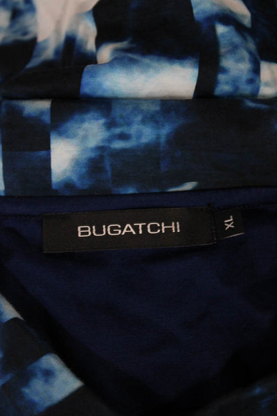 Bugatchi Mens Geometric Print Polo Shirt Midnight Blue Size Extra Large