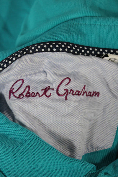 Robert Graham Mens Short Sleeves Rugby Shirt Blue Size Extra Large