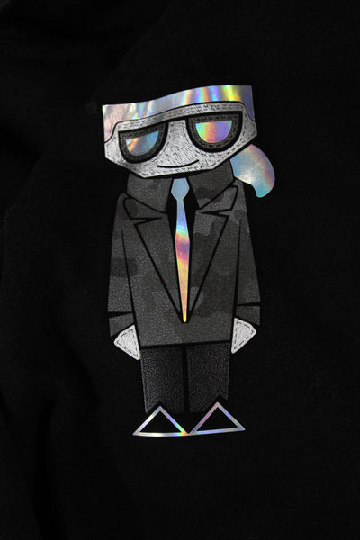 Karl Lagerfeld Unisex Adults Pullover Hoodie Black Graphic Size XL