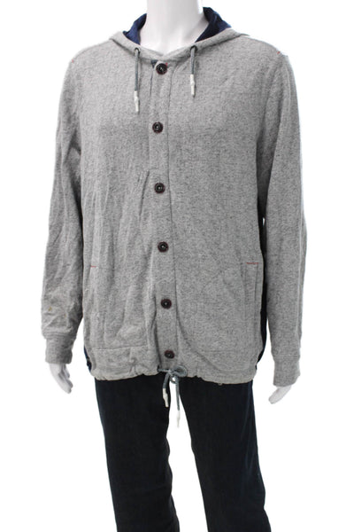 Robert Graham Mens Gray Cotton Cardigan Long Sleeve Round Neck Size XL