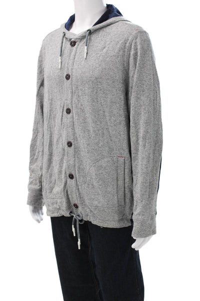 Robert Graham Mens Gray Cotton Cardigan Long Sleeve Round Neck Size XL