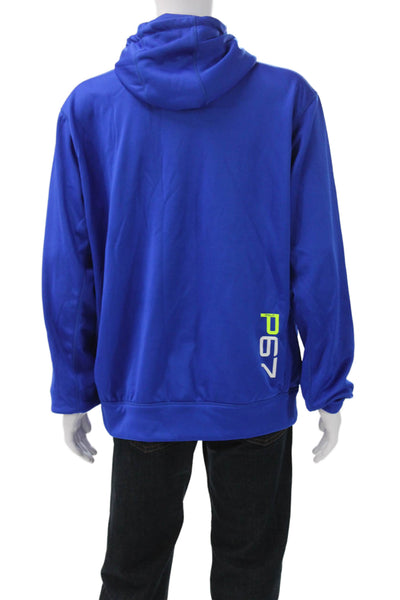 Ralph Lauren Polo Sport Mens Blue Pullover Hoodie Polyester Drawstring Size XL