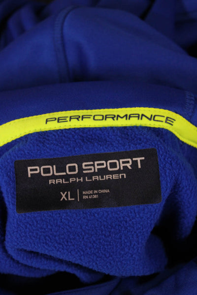 Ralph Lauren Polo Sport Mens Blue Pullover Hoodie Polyester Drawstring Size XL