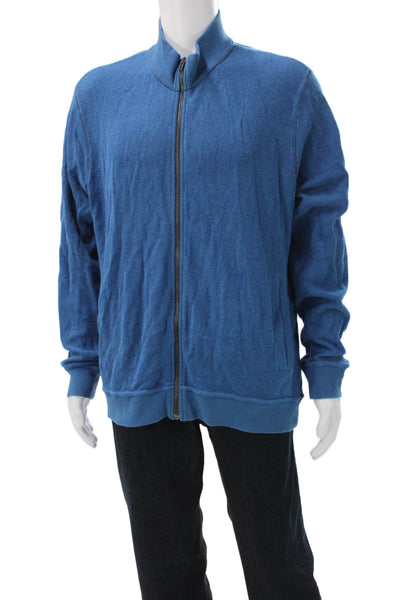 Robert Graham Mens Blue Cotton Zip Long Sleeve Jacket Size XL
