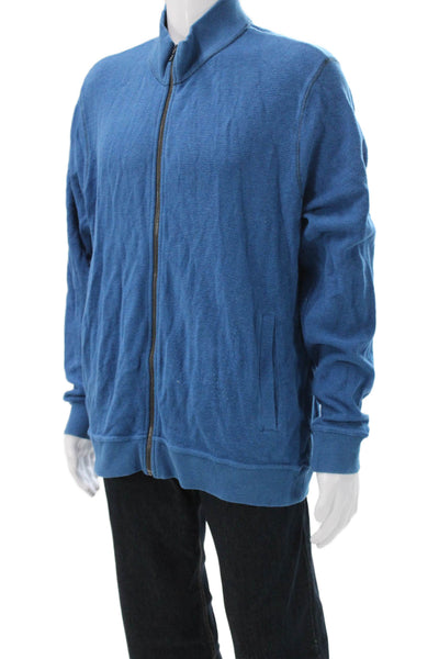 Robert Graham Mens Blue Cotton Zip Long Sleeve Jacket Size XL