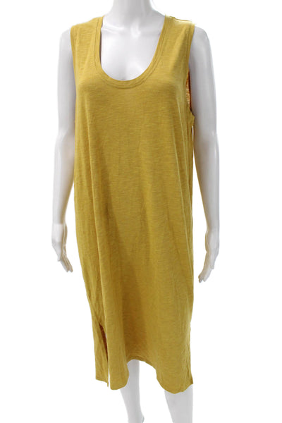 Madewell Women Yellow Viscose Tank Dress Scoop Neck Sleeveless Mid-Calf Size XL