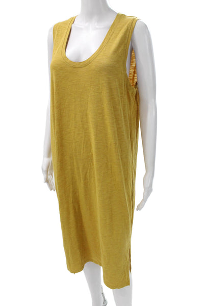 Madewell Women Yellow Viscose Tank Dress Scoop Neck Sleeveless Mid-Calf Size XL